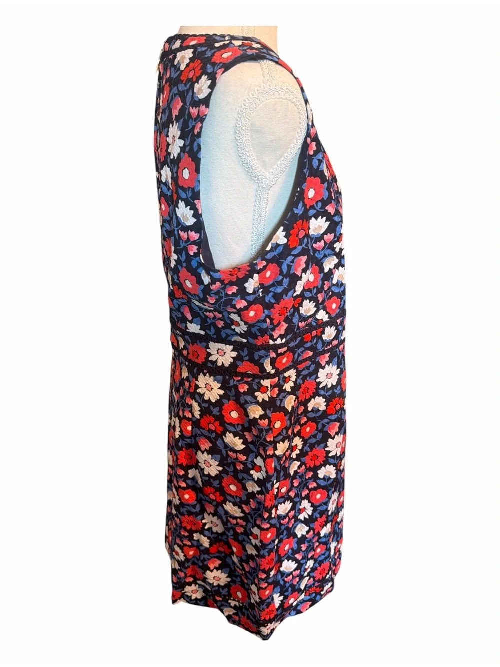 Kate Spade New York Floral Sheath Dress Size 14 Sleeveless Navy